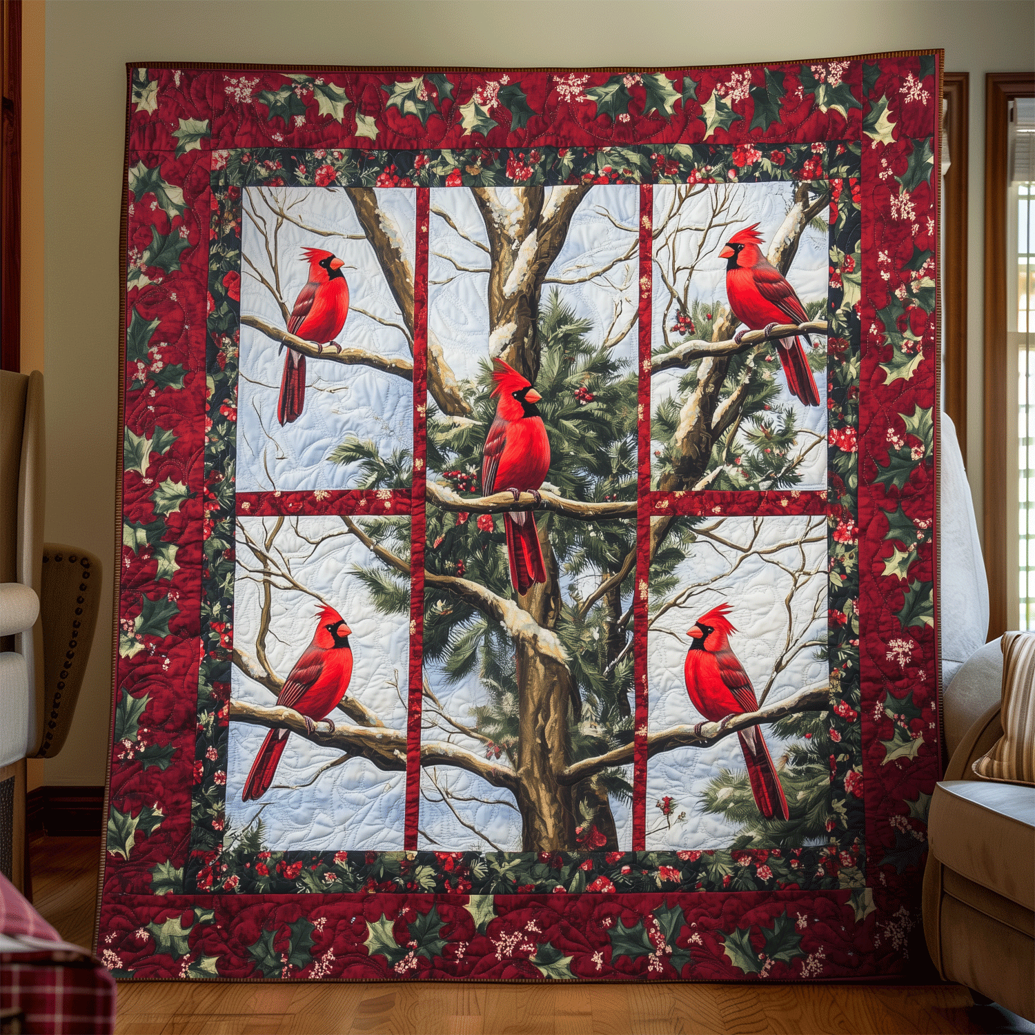 Berry Branch Bliss Quilted Blanket We The People Gifts For Patriotic Dad - Tradiviet