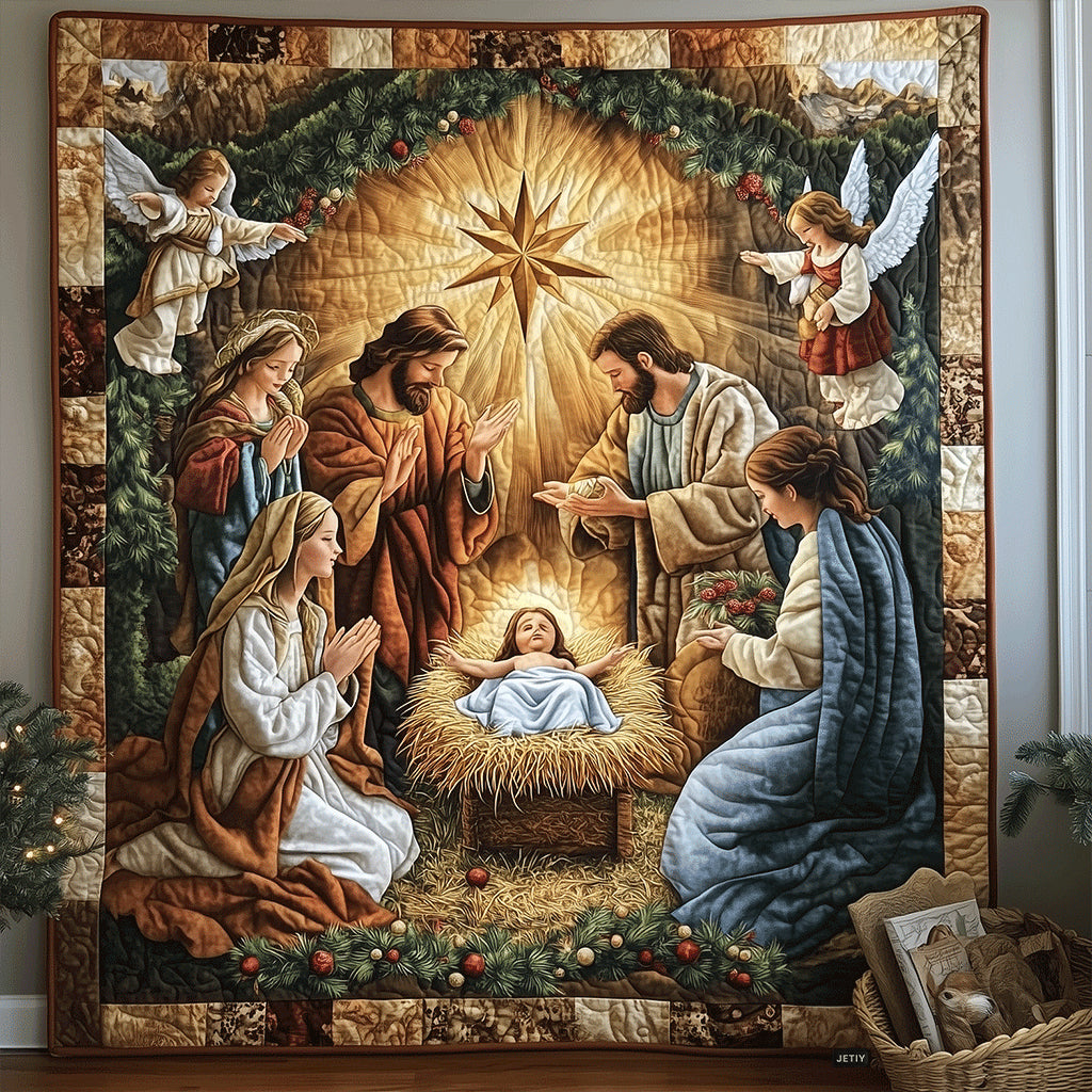 Bethlehem Scene Quilted Blanket Indoor Decorations Gifts For Independence Day - Tradiviet