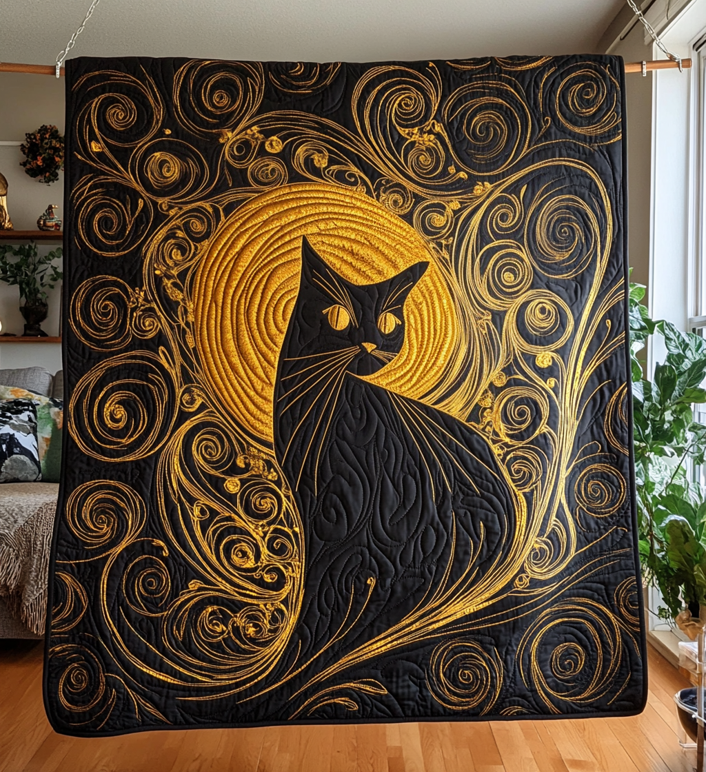 Bewitching Feline Quilted Blanket Indoor Decorations Gift For Husband - Tradiviet
