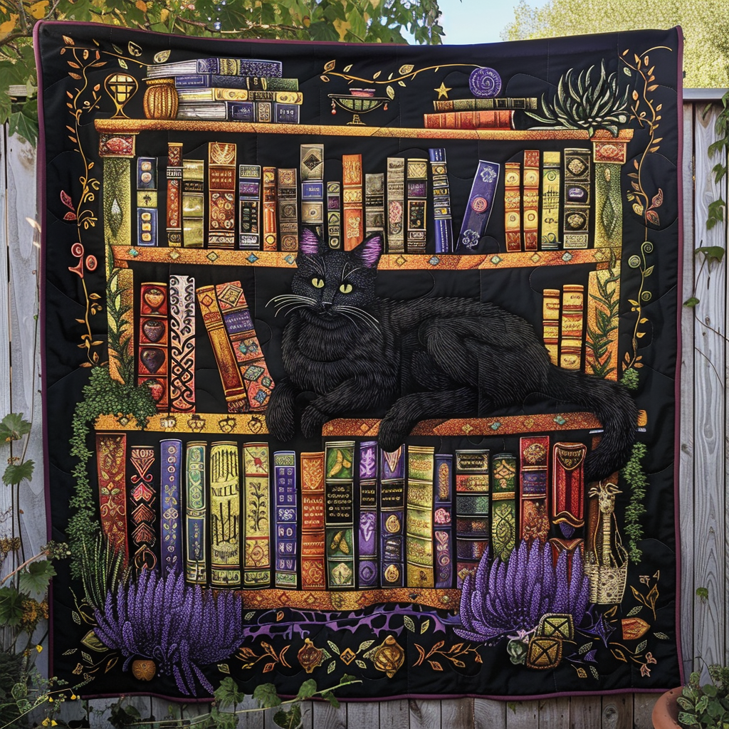 Bibliophile Cat Quilted Blanket Home Decor Gift For Sister - Tradiviet