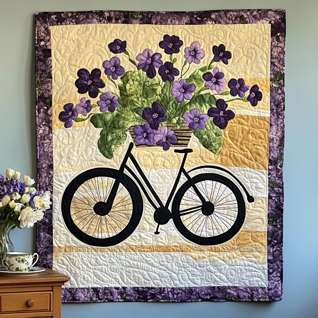 Bicycle Bouquet Art Quilted Blanket Home Good Decoration Gift For Nana - Tradiviet