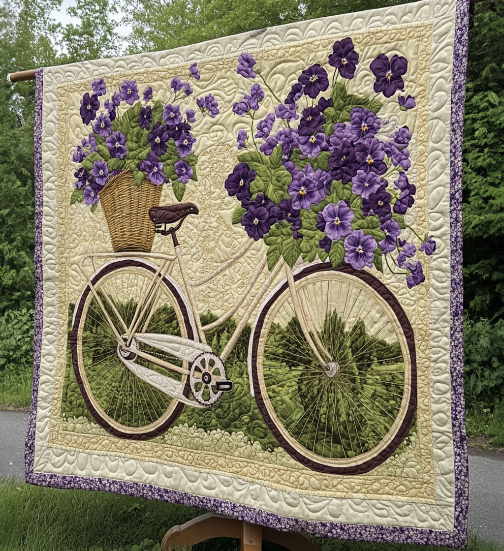 Bicycle Bouquet Art Quilted Blanket Living Room Ideas Gift For Uncle - Tradiviet