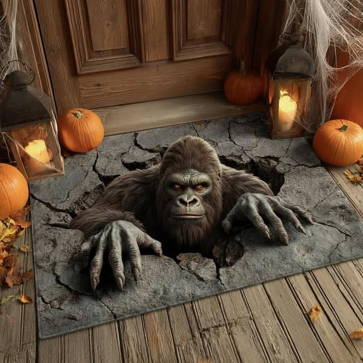 Bigfoot Break In Doormat Sasquatch Escape Entrance Decoration Christmas Merchandise - Tradiviet