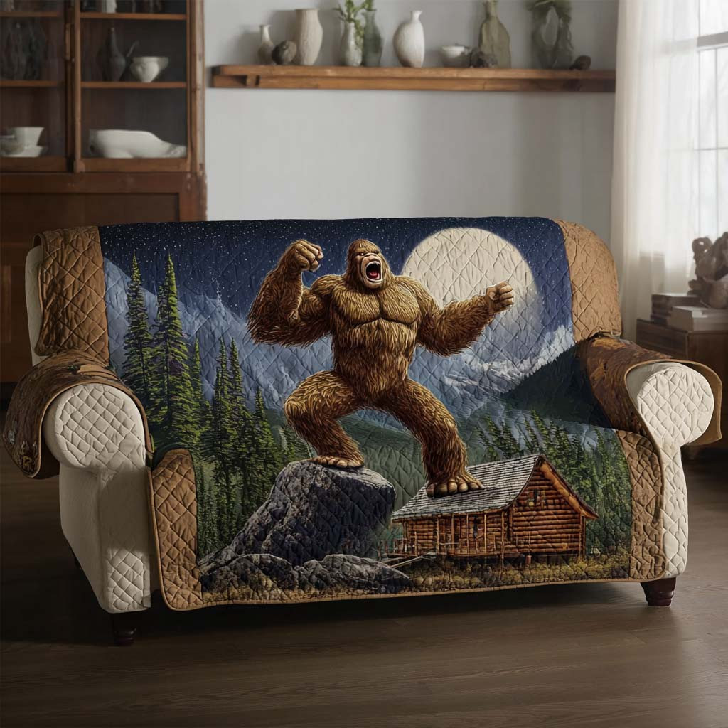 Bigfoot Cabin Guardian Quilted Sofa Cover Best Sofa Covers Gifts For Bigfoot Lovers - Tradiviet