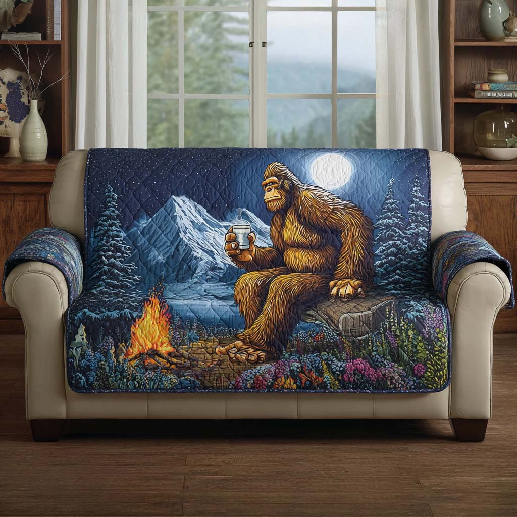 Bigfoot Campfire Chill Quilted Sofa Cover Best Couch Covers Bigfoot Gift Ideas - Tradiviet