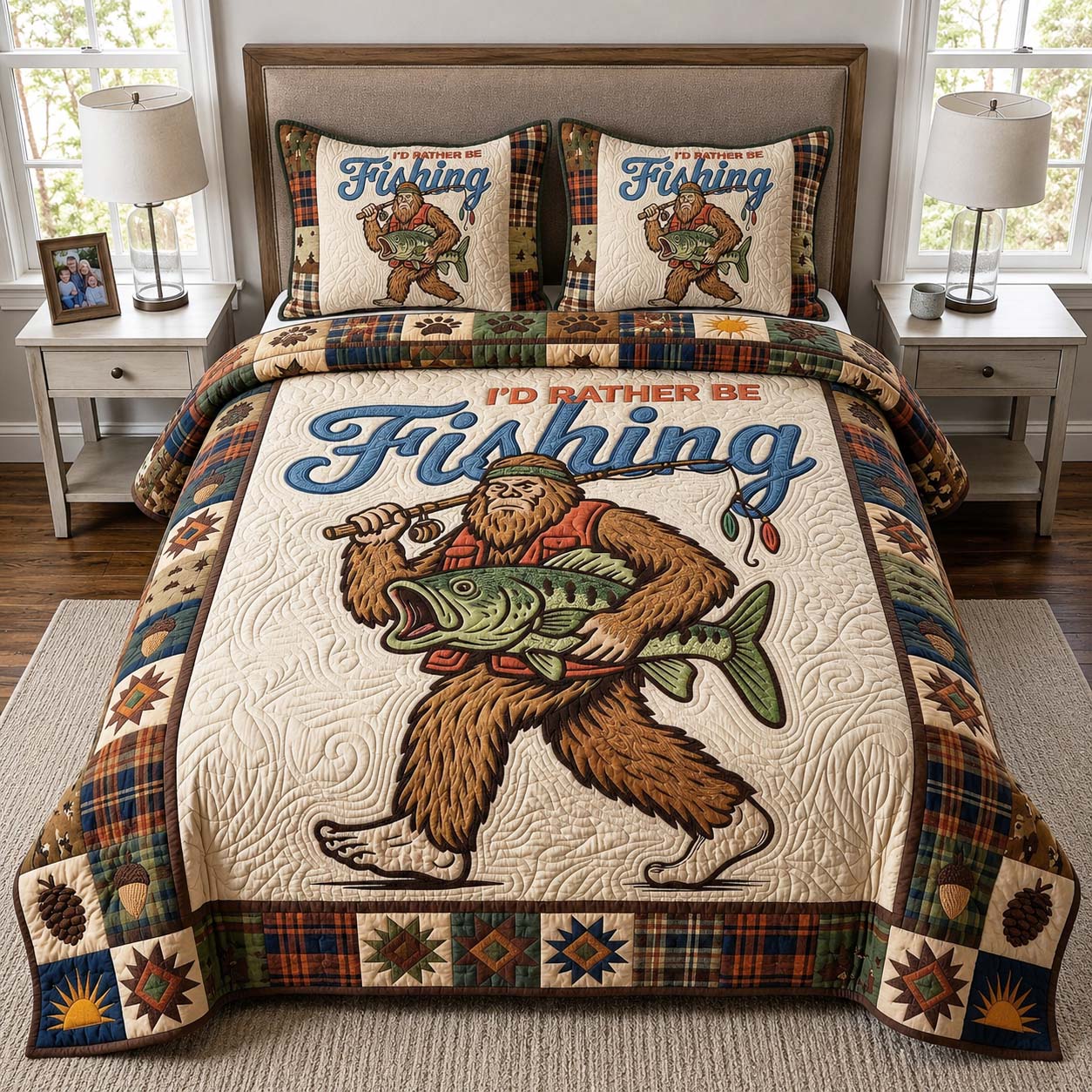 Bigfoot Catch Quilted Bedding Set Bigfoot Catch Garden Gift For Bigfoot Catch - Tradiviet