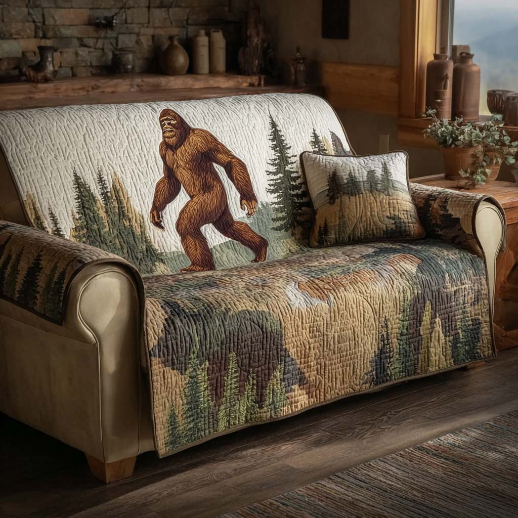 Bigfoot Mountain Walk Quilted Sofa Cover Sofa Protector Cover Bigfoot Themed Gifts - Tradiviet