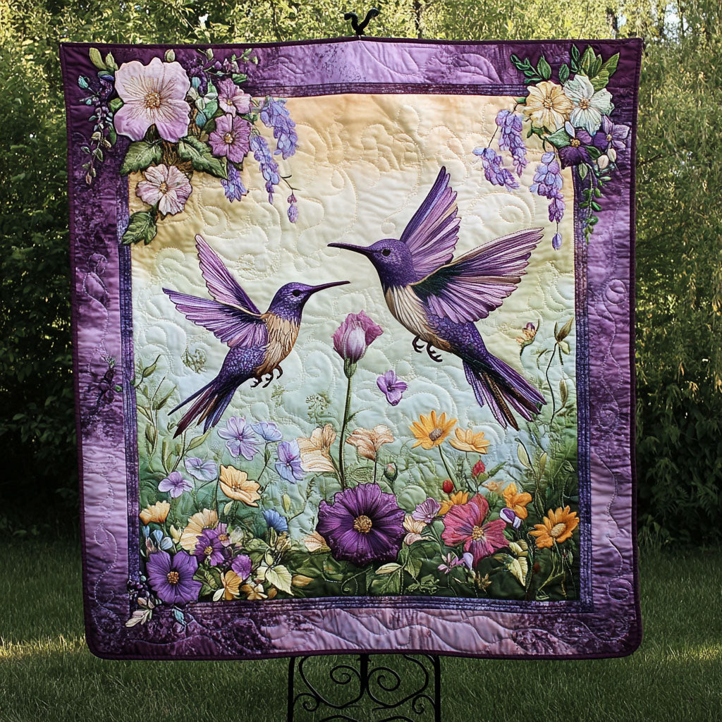 Bird and Blossoms Quilted Blanket Cute Room Decor Gift For Parents - Tradiviet