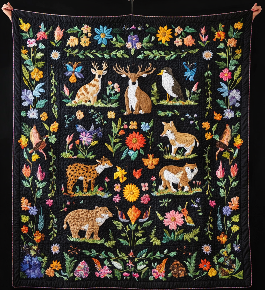 Bizarre Forest Quilted Blanket Mens Bedroom Decor Gift For Kids - Tradiviet