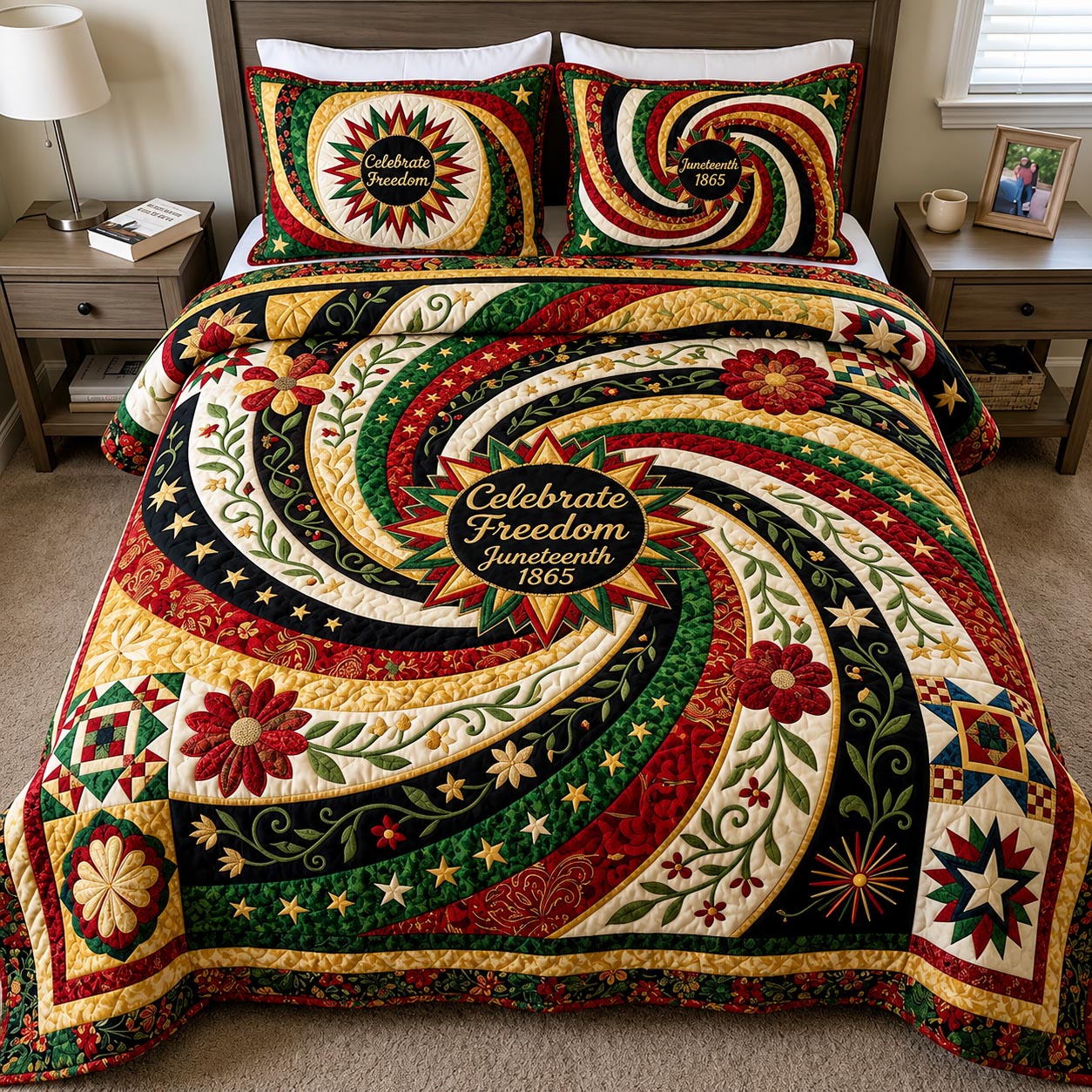 Black Freedom Quilted Bedding Set Black Freedom Inspiration Gift For Black Freedom - Tradiviet