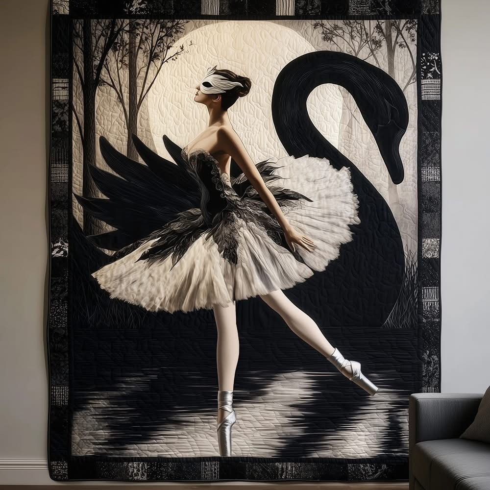 Black Swan Ballet Quilted Blanket Beautiful Christmas Gift For Ballet Lovers - Tradiviet