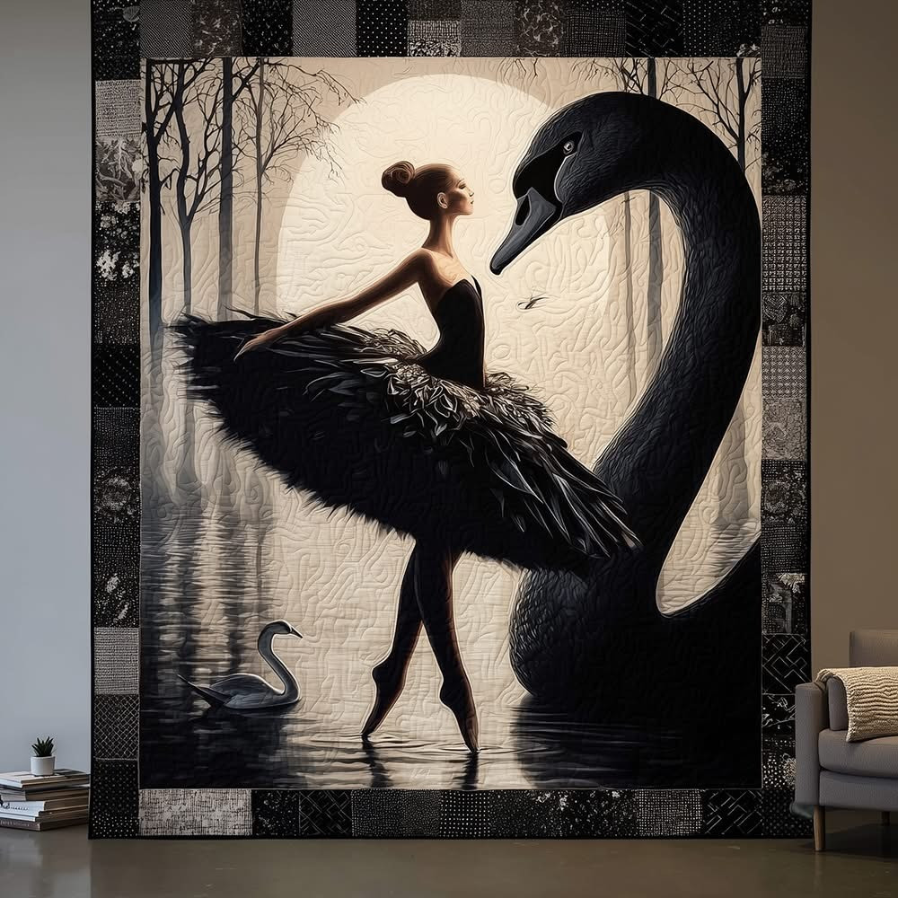 Black Swan Quilted Blanket Great Ballet Gifts Ideas For People Who Love Ballet - Tradiviet