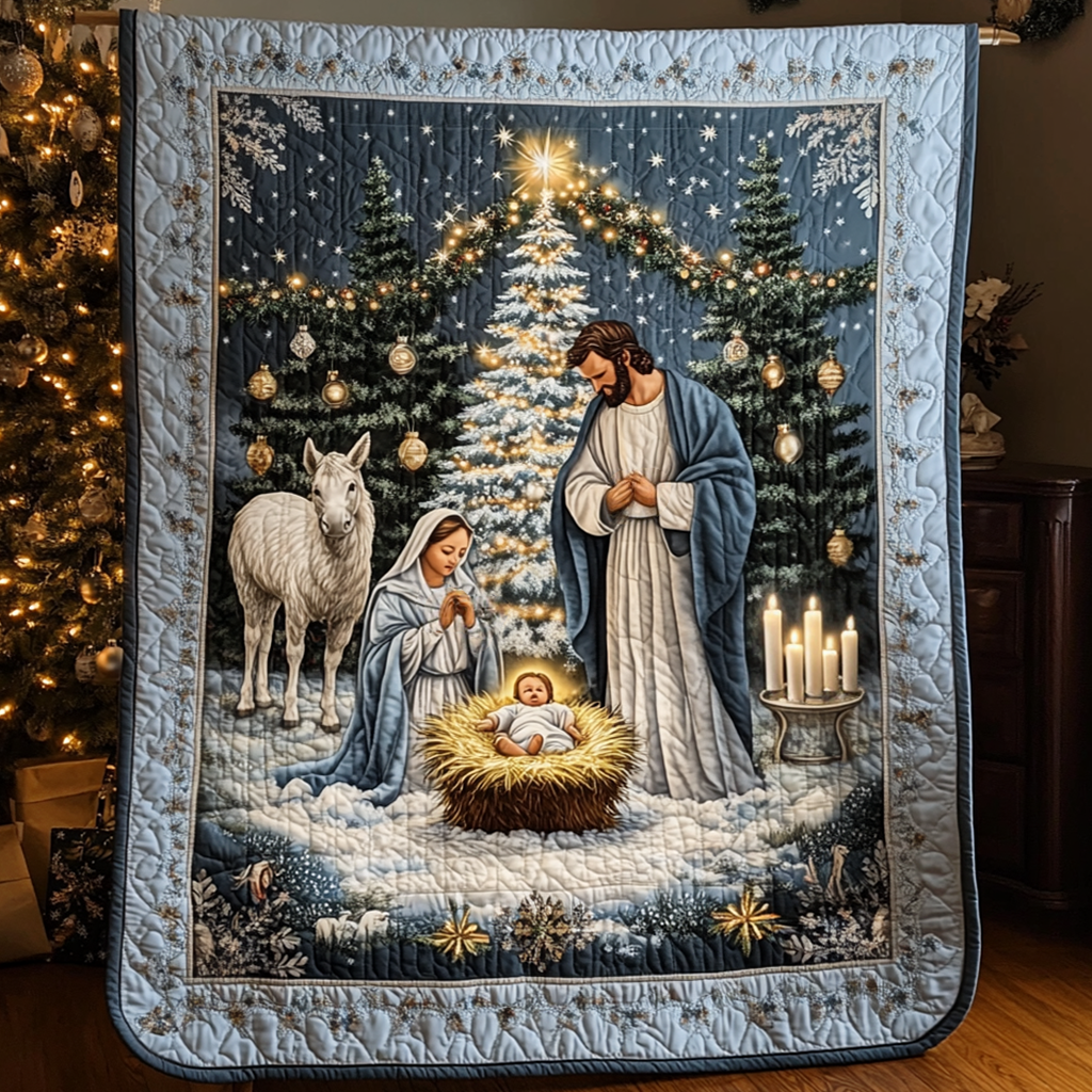 Blessed Christmas Night Quilted Blanket Cute Fourth Of July Gift For Seasonal Decor - Tradiviet