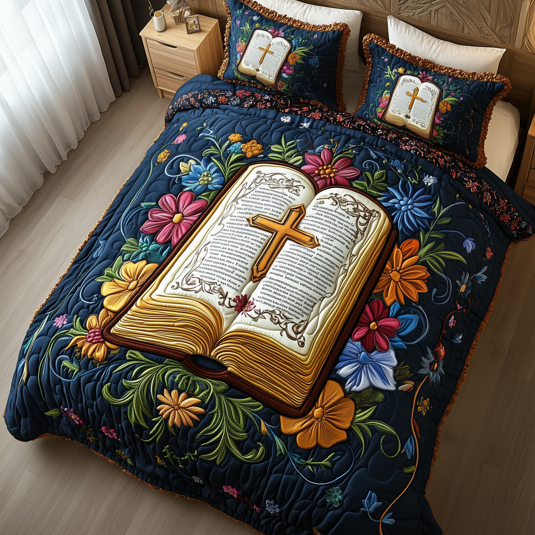 Blessings in Bloom Quilted Bedding Set Blessings Bloom Path Gift For Blessings Bloom - Tradiviet