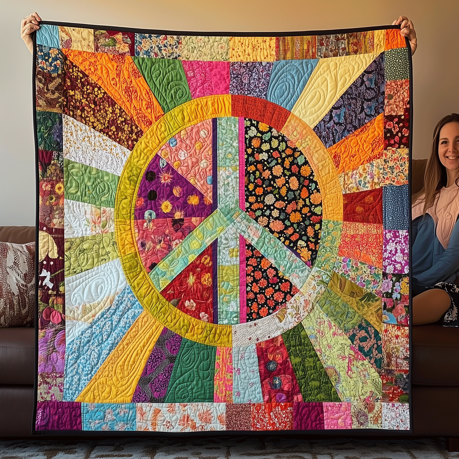 Blissful Spectrum Quilted Blanket July 4 Apparel Gift For Porch Decor - Tradiviet