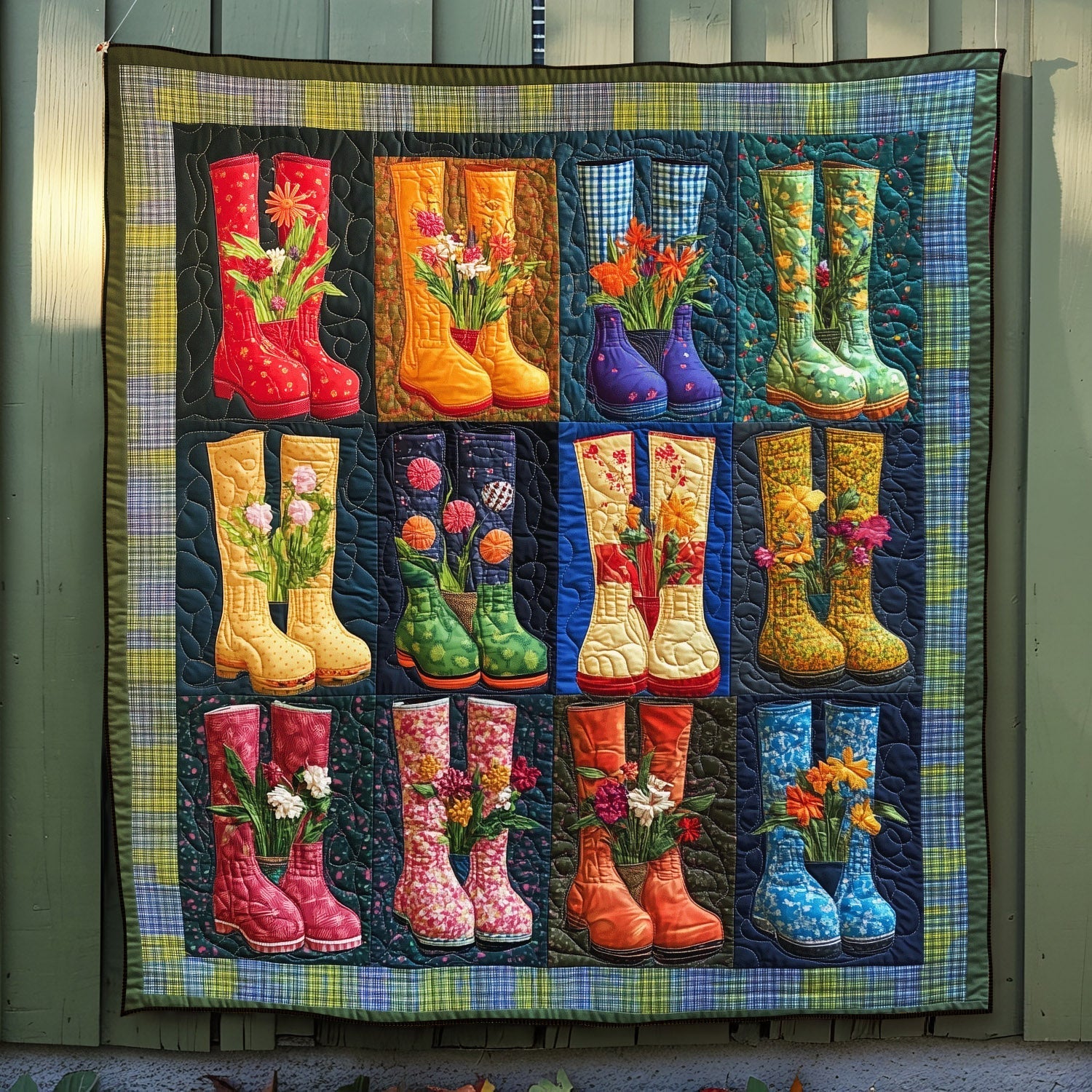 Bloom and Tread Quilted Blanket USA 250 Years Of Independence Patriotic Gifts For Veterans - Tradiviet