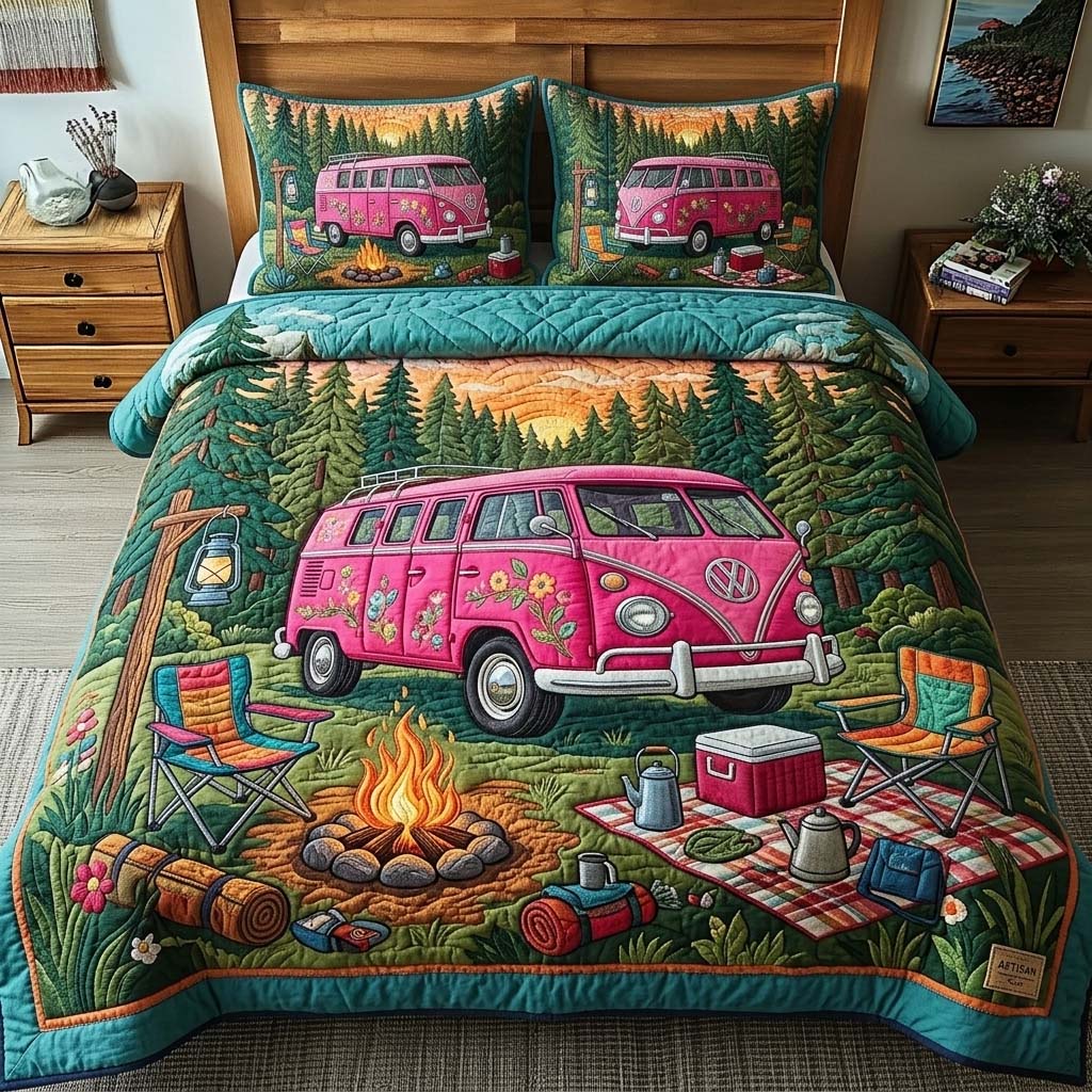 Bloom Camper Quilted Bedding Set Bloom Camper Vista Gift For Bloom Camper - Tradiviet