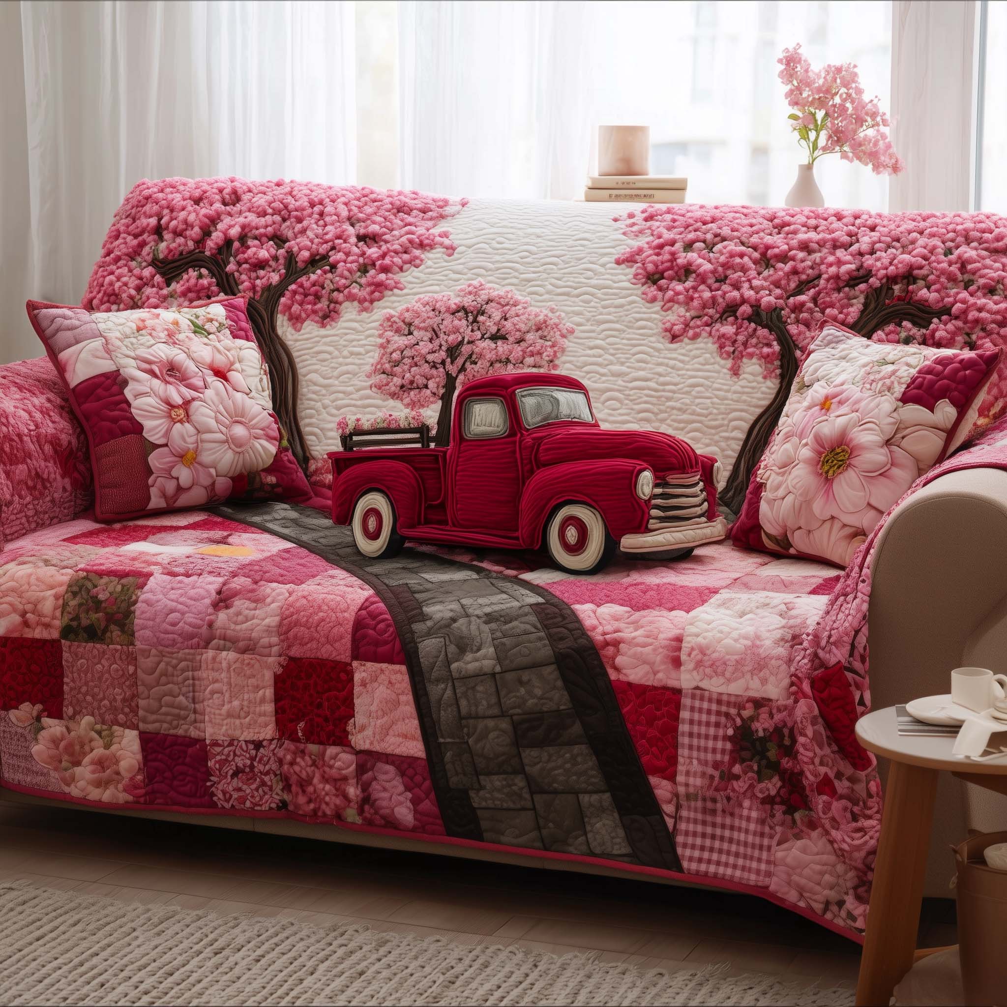 Bloom Cargo Quilted Sofa Cover Floral Home Couch Cover Top Home Decor Gifts - Tradiviet