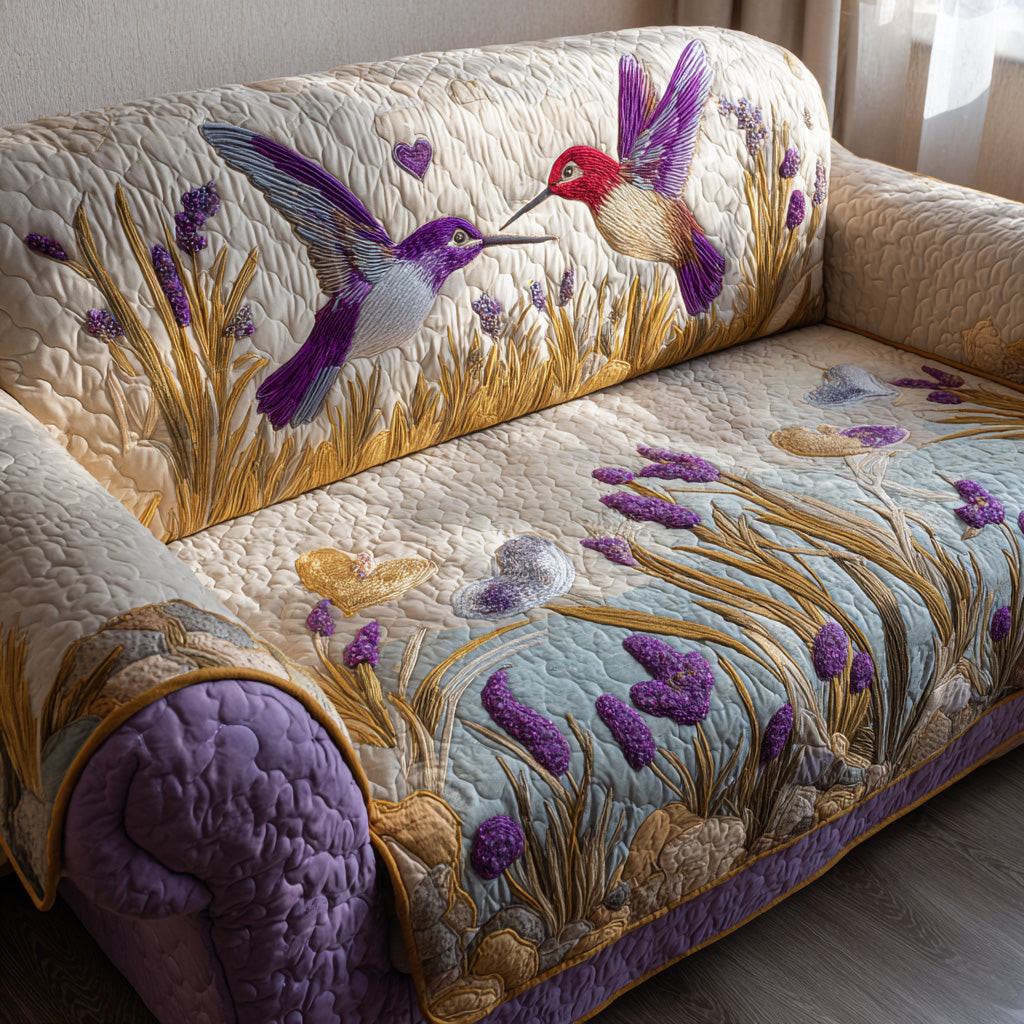 Bloom Love Flight Quilted Sofa Cover Seat Covers For Couches Hummingbird Gifts For Sisters - Tradiviet