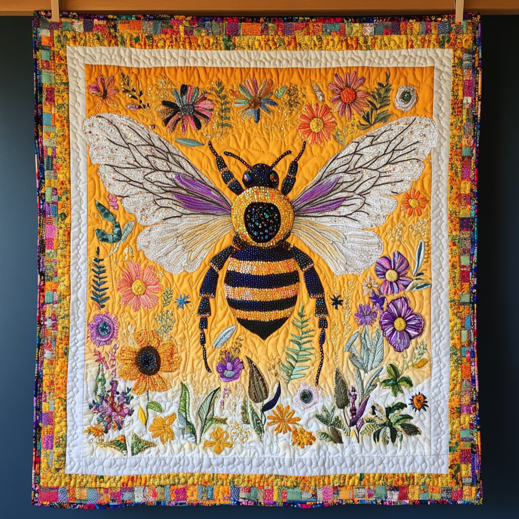 Blooming Bee Quilted Blanket Indoor Decorations Gift for Decor Home - Tradiviet