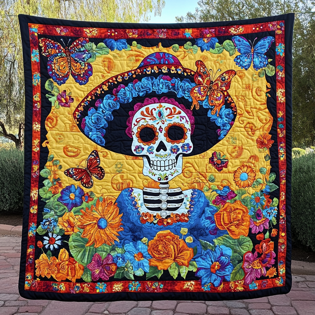 Blooming Bones Quilted Blanket Room Decor Gift For Mom - Tradiviet