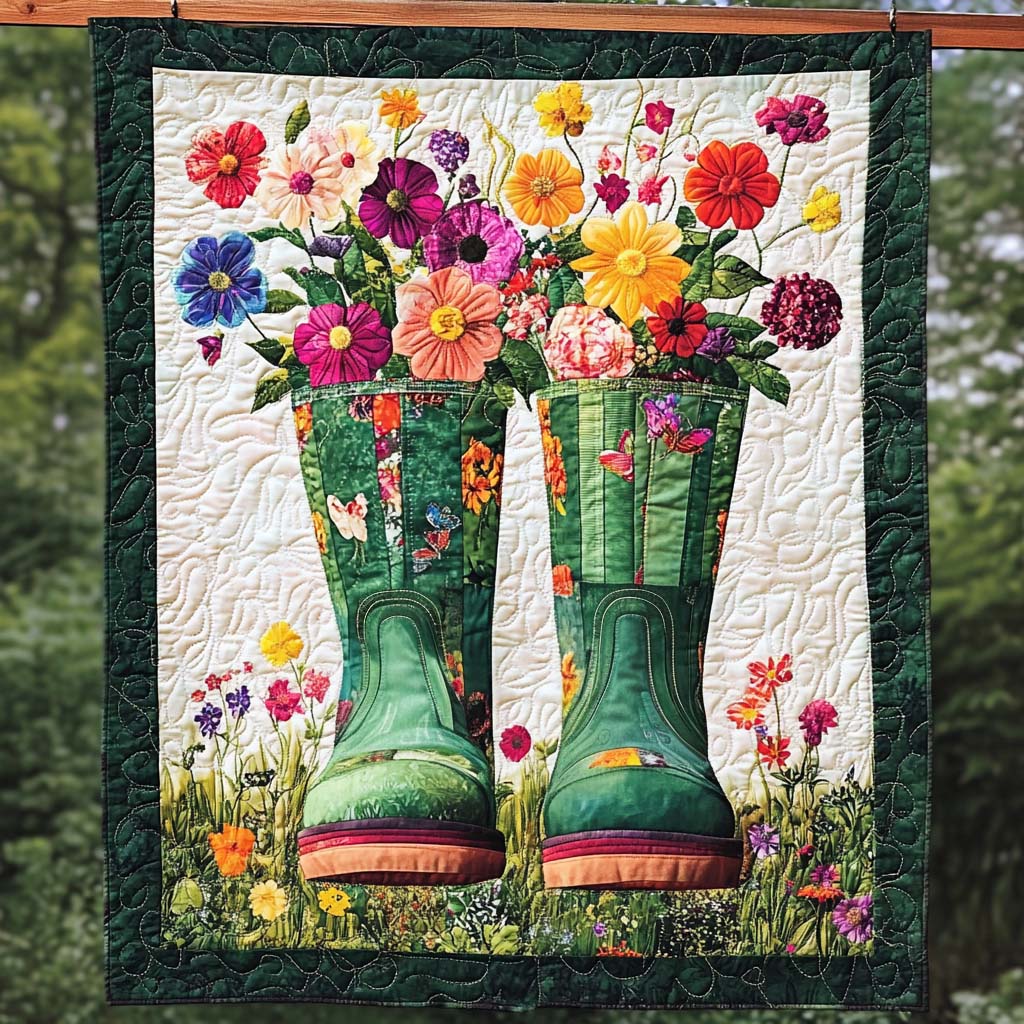 Blooming Boots Quilted Blanket Decorations Gift For Dad - Tradiviet