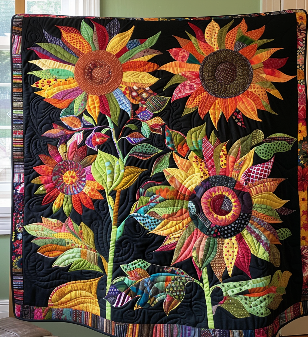 Blooming Bright Quilted Blanket Indoor Decorations Gift For Grandpa - Tradiviet
