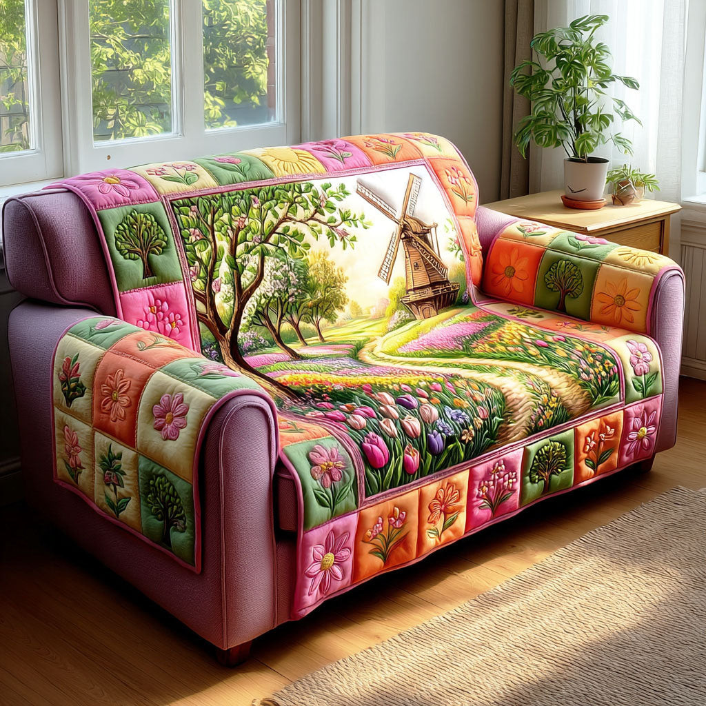 Blooming Countryside Quilted Sofa Cover Sofa Cover Set Cute Mothers Day Gifts - Tradiviet