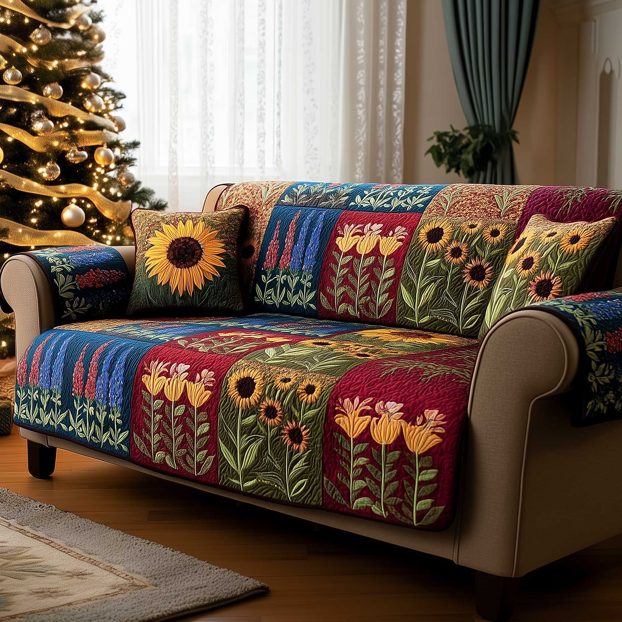 Blooming Garden Quilted Sofa Cover Room Decor For Home Cool Room Decor Gifts - Tradiviet
