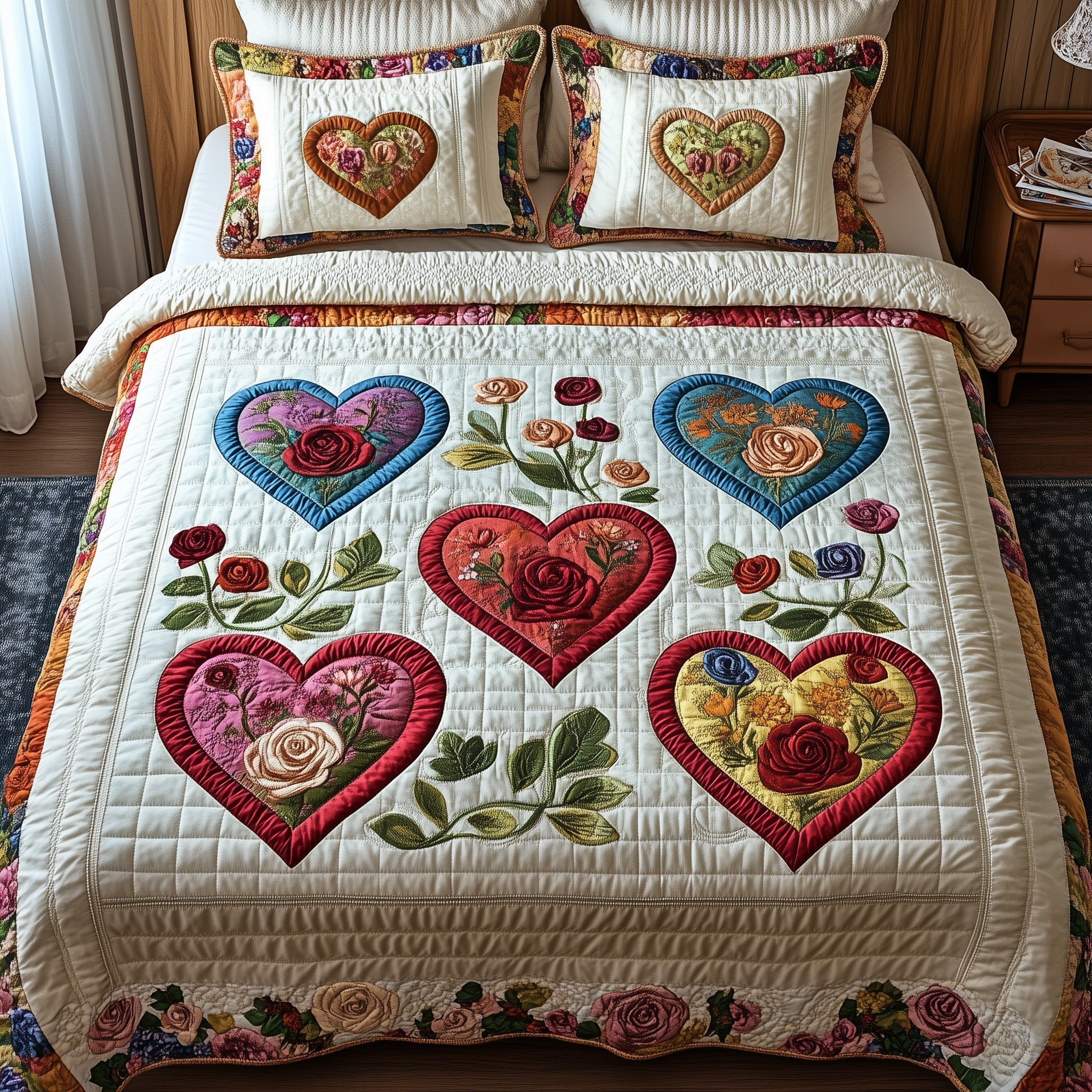 Blooming Heart Quilted Bedding Set Blooming Heart Legacy Gift For Blooming Heart - Tradiviet
