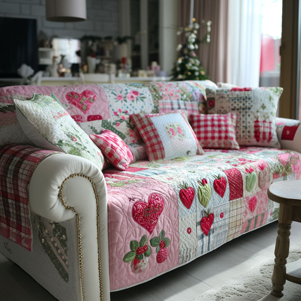 Blooming Love Quilted Sofa Cover Sofa Seat Covers Family Ideas For Valentine Day Gifts - Tradiviet