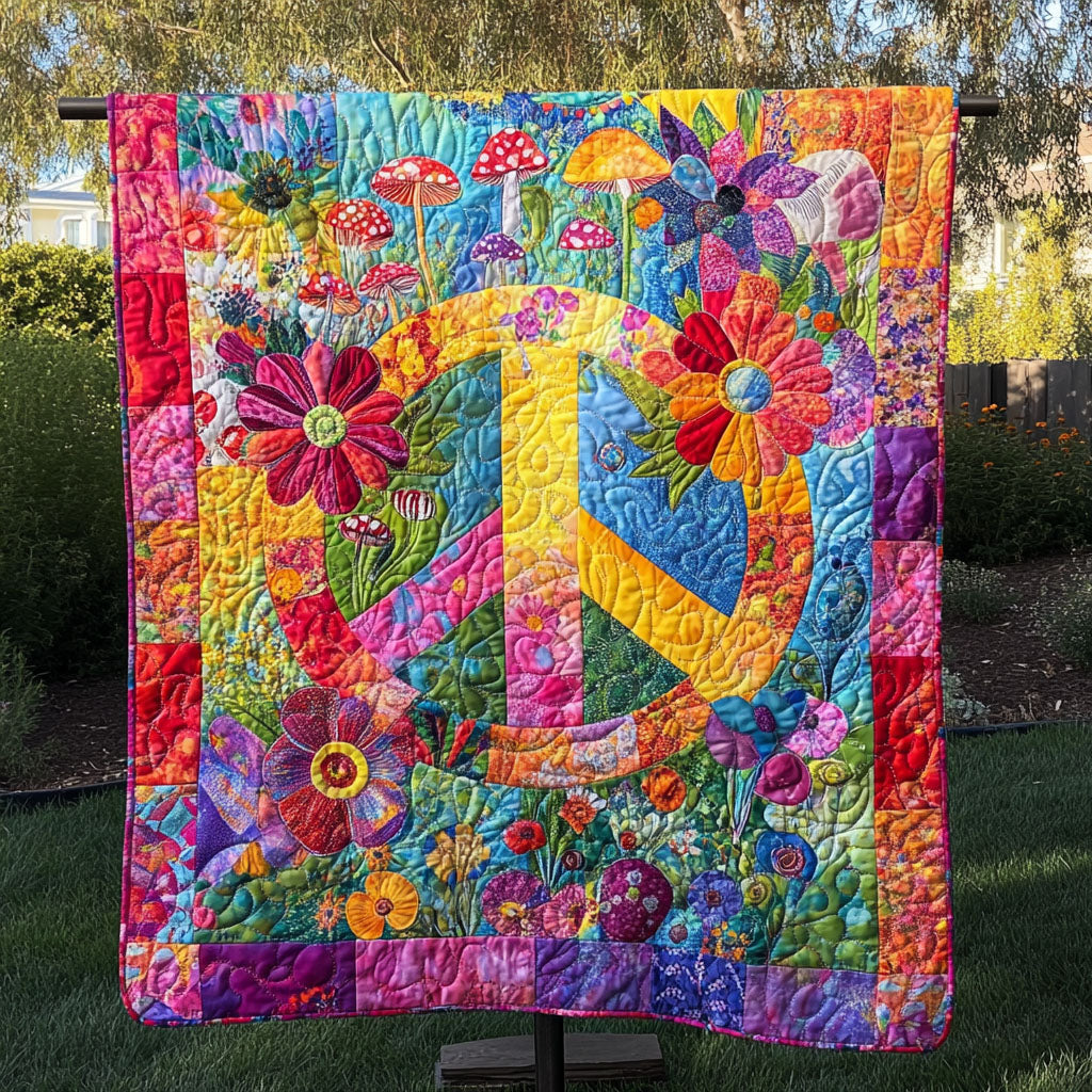 Blooming Peace Quilted Blanket Holiday Living Decorations Gift For Couple - Tradiviet