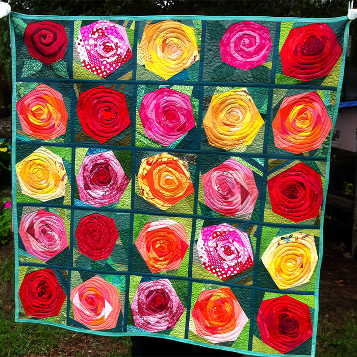 Blooming Roses Quilted Blanket Bed Room Decoration Gift For Girls - Tradiviet