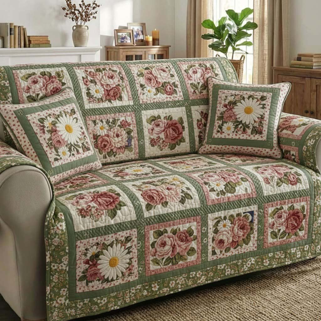 Blooming Season Quilted Sofa Cover Cozy Home Couch Cover Presents For New Home - Tradiviet