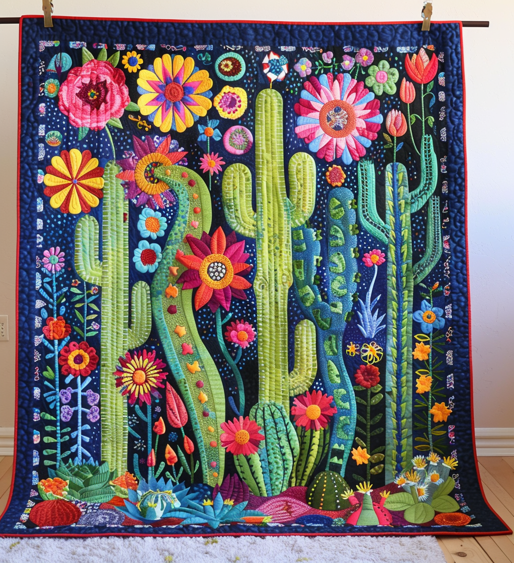 Blooming Succulent Serenade Quilted Blanket Home Decor Gift For Decor Home - Tradiviet