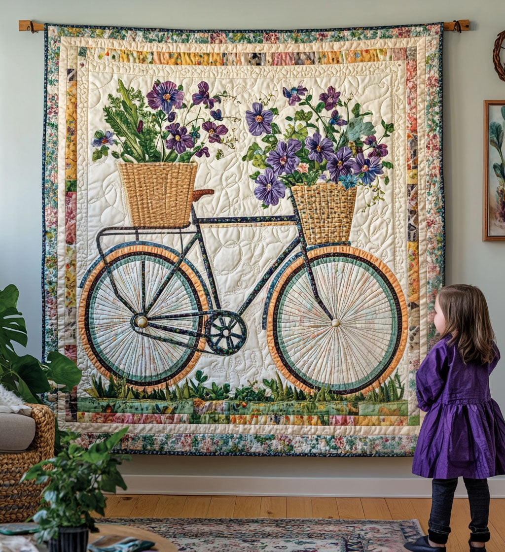 Blooming Wheels Art Quilted Blanket Room Decor Gift For Home Decor - Tradiviet