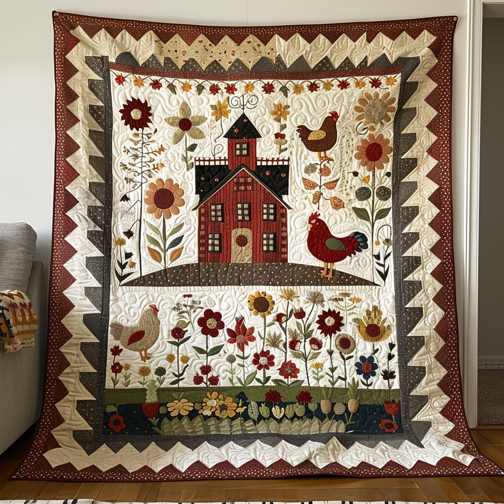 Blossom Barnyard Quilted Blanket 250 Years Of America Gift For Living Room - Tradiviet
