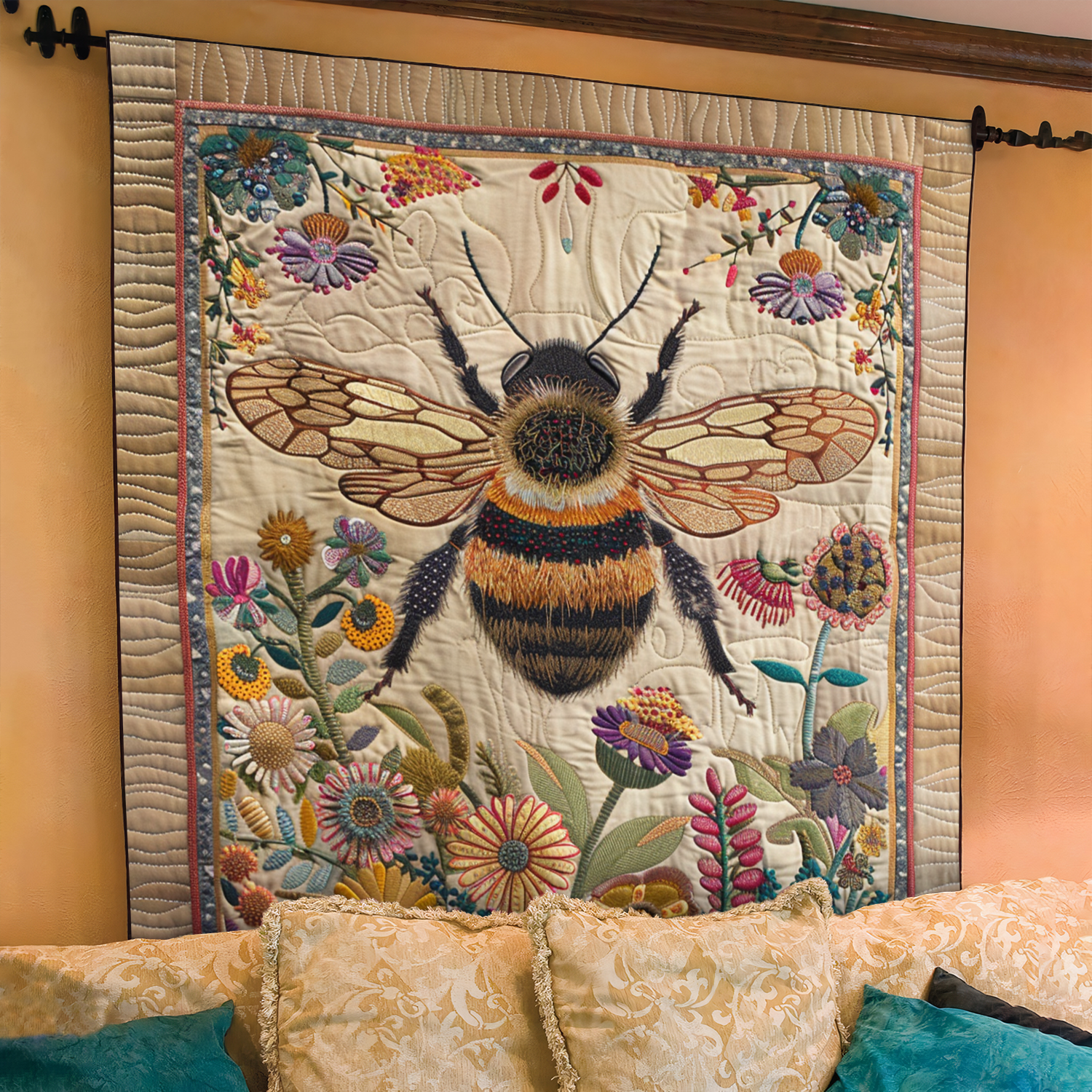 Blossom Bee Quilted Blanket 250 Years Of Defending Liberty Gift For Bedroom Decor - Tradiviet