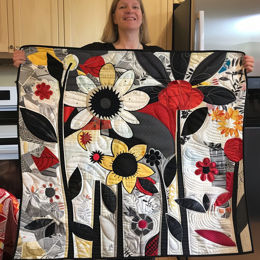 Blossom Burst Quilted Blanket America 250 Years Gift For Modern Decor - Tradiviet