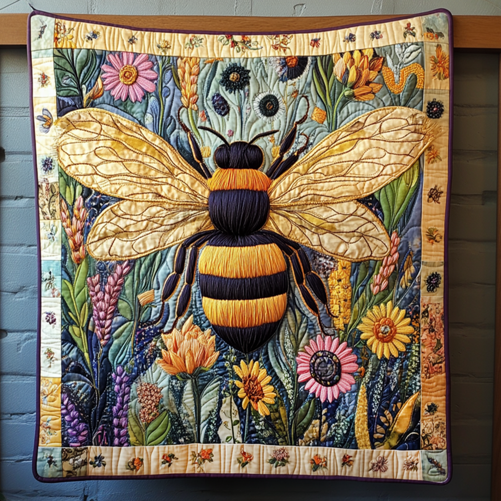 Blossom & Buzz Quilted Blanket Room Decorations Gift For Wall Decor - Tradiviet