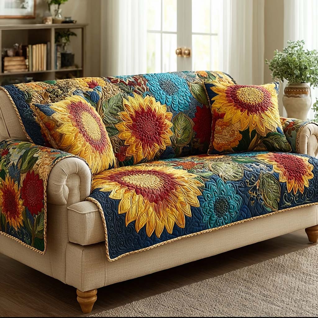 Blossom Haven Quilted Sofa Cover Cute Room Decor Gift For Home Lover - Tradiviet