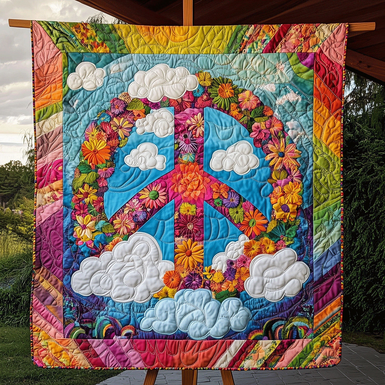 Blossoming Peace Quilted Blanket America Patriotic Patriotic Gifts For Her - Tradiviet