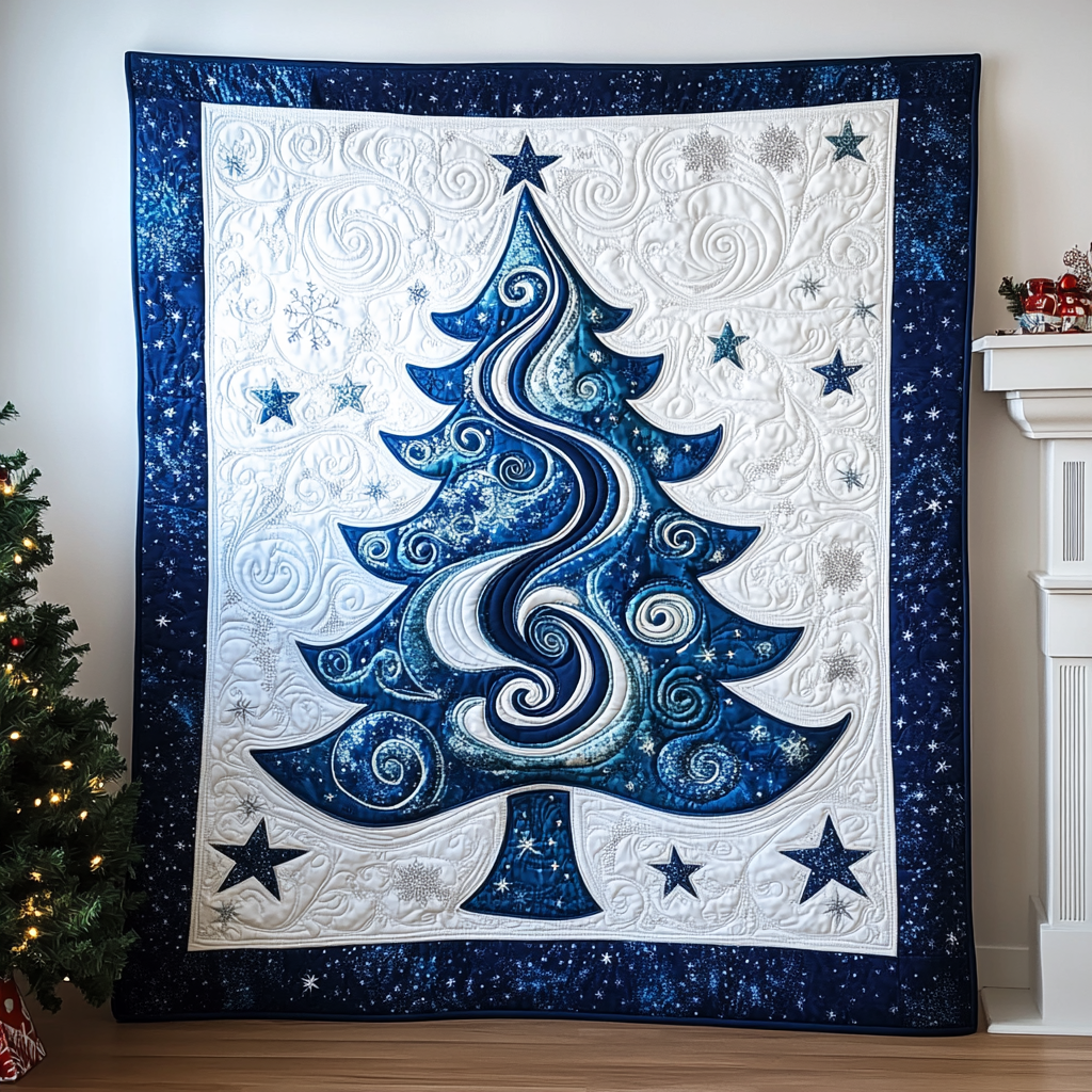 Blue Christmas Quilted Blanket We The People Best Patriotic Gifts - Tradiviet