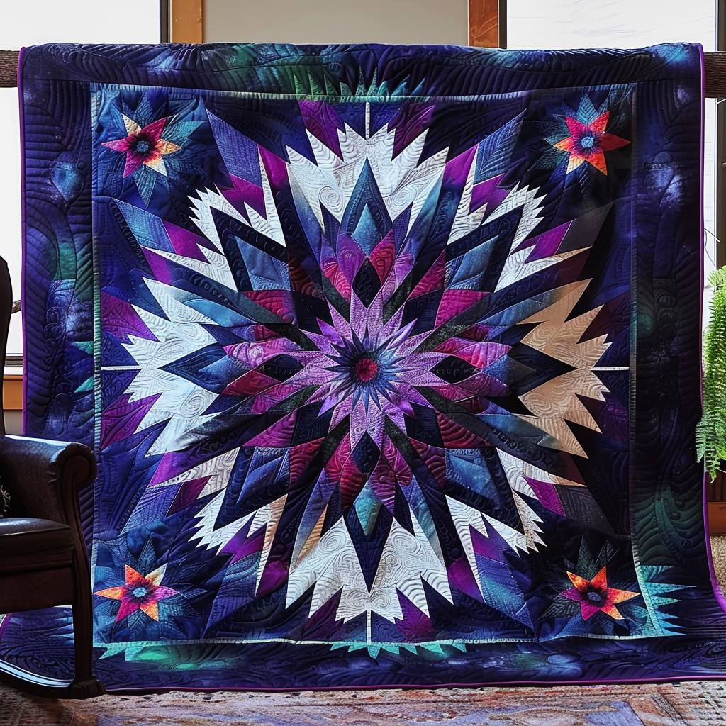 Blue Horizon Quilted Blanket Holiday Decorations Gift For Veteran Dad - Tradiviet