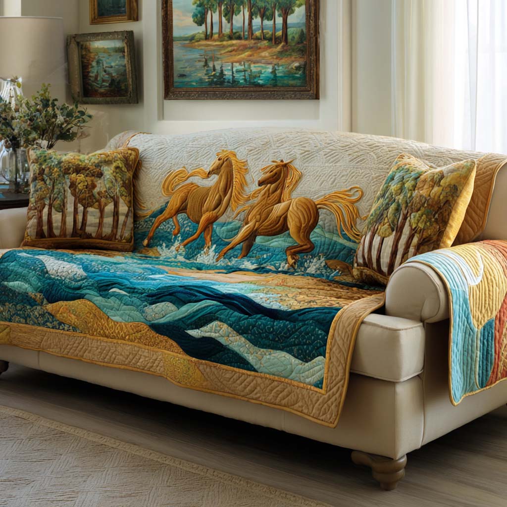 Blue Horizon Quilted Sofa Cover Room Room Decor Ideas Unique Home Decor Gifts - Tradiviet