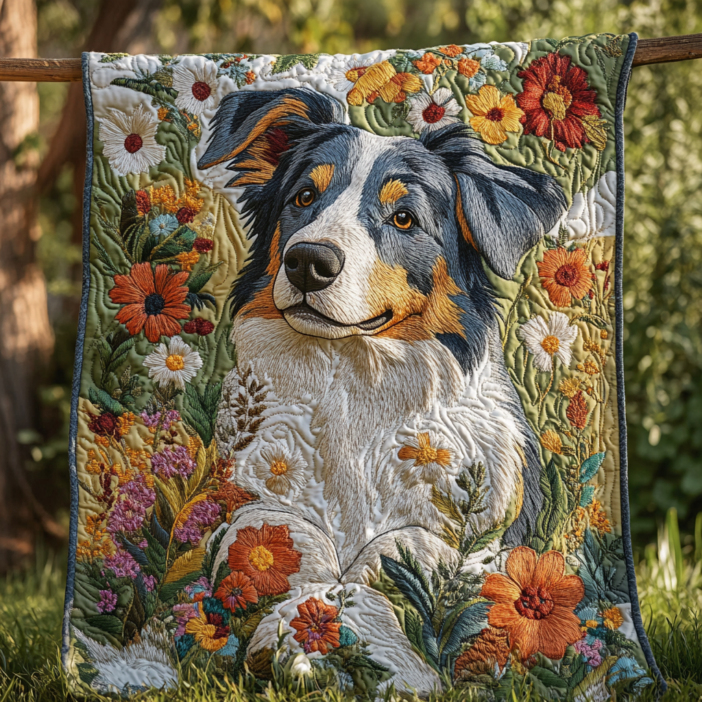 Blue Merle Dreams Quilted Blanket Room Decor Gift For Grandma - Tradiviet