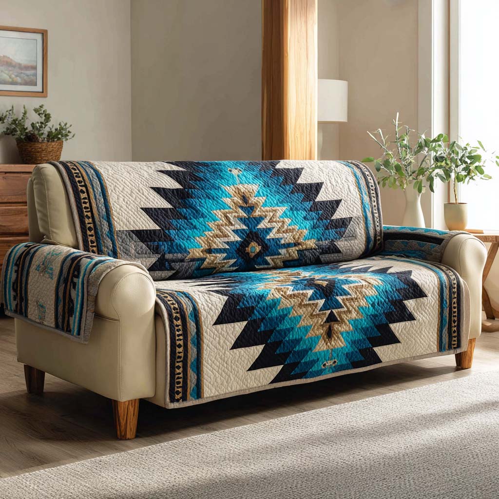Blue Ridge Navajo Star Quilted Sofa Cover Elegant Home Room Decor Great Home Decor Finds - Tradiviet