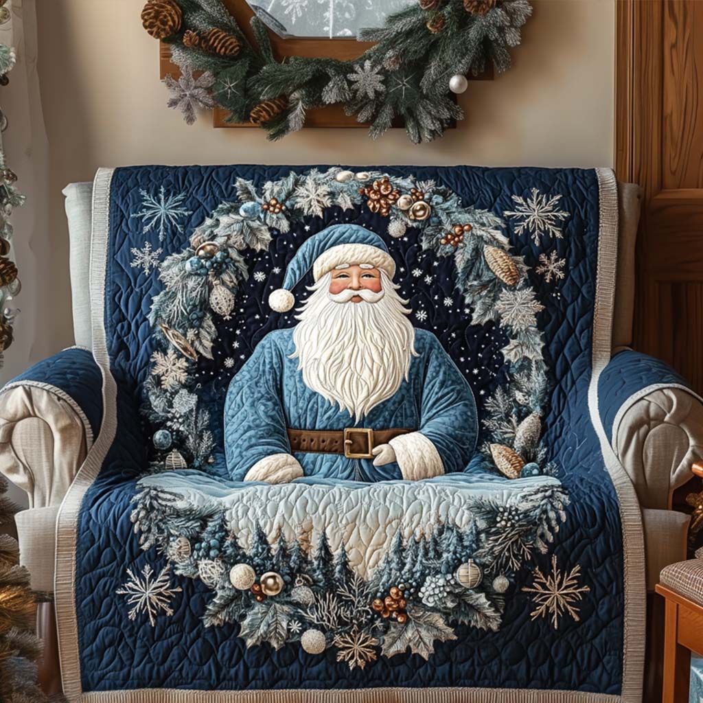 Blue Santa Night Quilted Sofa Cover Room Decor For Home Cool Room Decor Gifts - Tradiviet