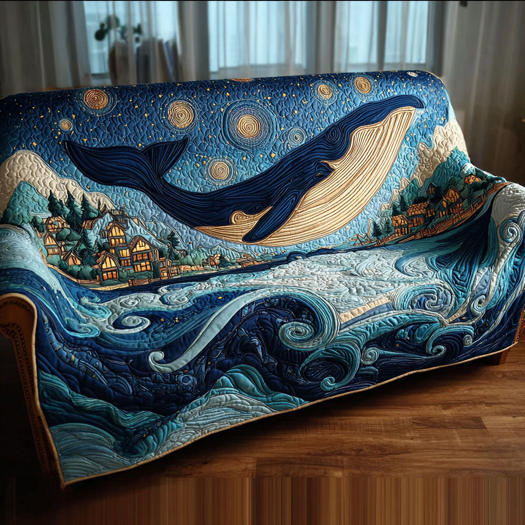 Blue Whale Quilted Sofa Cover Indoor Home Room Decor Best Housewarming Gift Ideas - Tradiviet