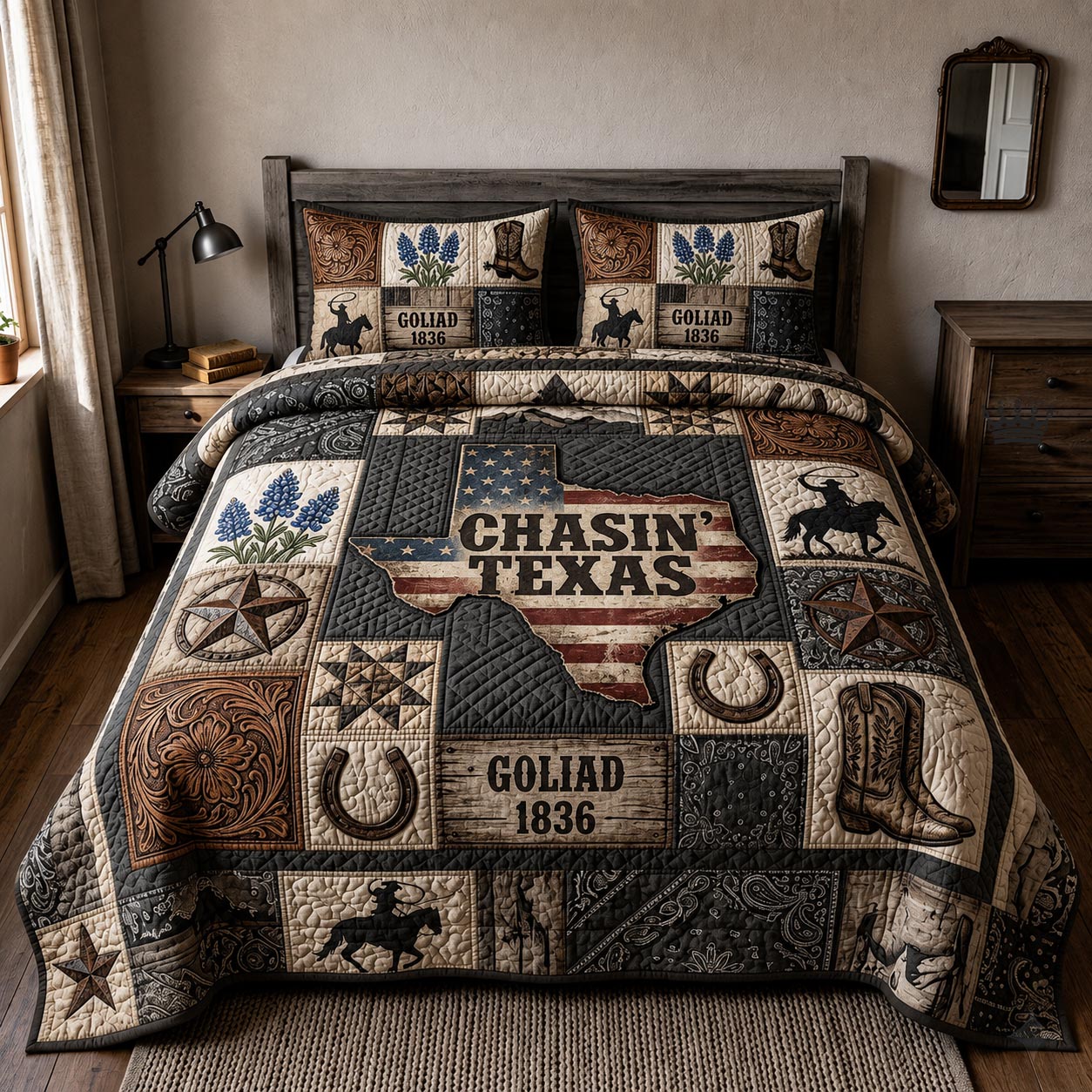 Bluebonnet State Quilted Bedding Set Bluebonnet State Soft Gift For State - Tradiviet
